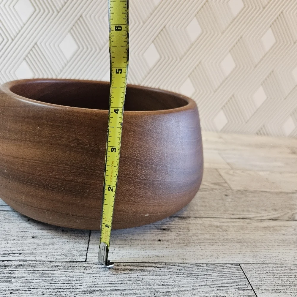 Vintage Oval Dark Conker Wooden Hand Turned Reducta Teak Fruit Bowl Medium